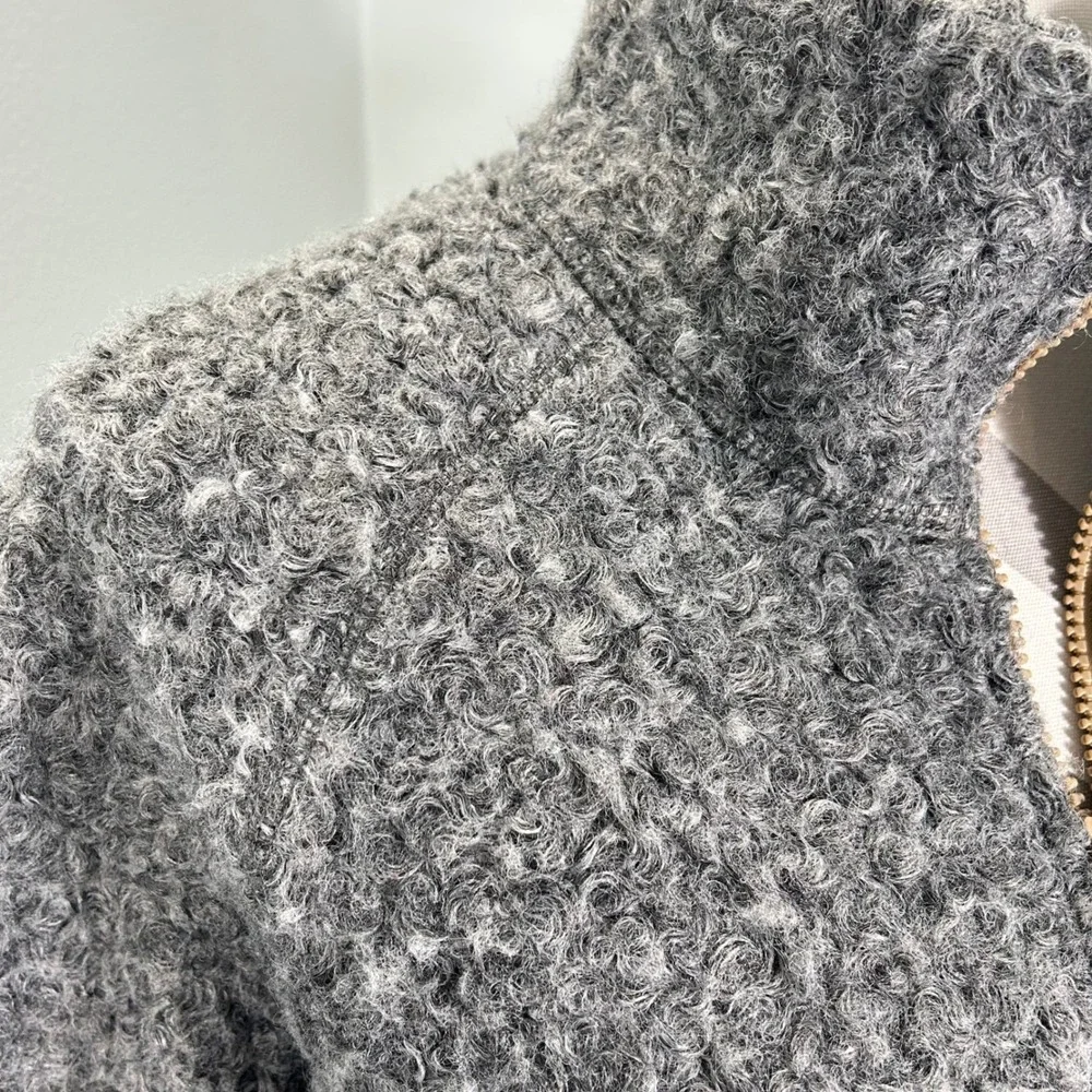 Woolrich Siskiyou Womens Grey Curly Sherpa‎ Fleece Full Zip Jacket Small